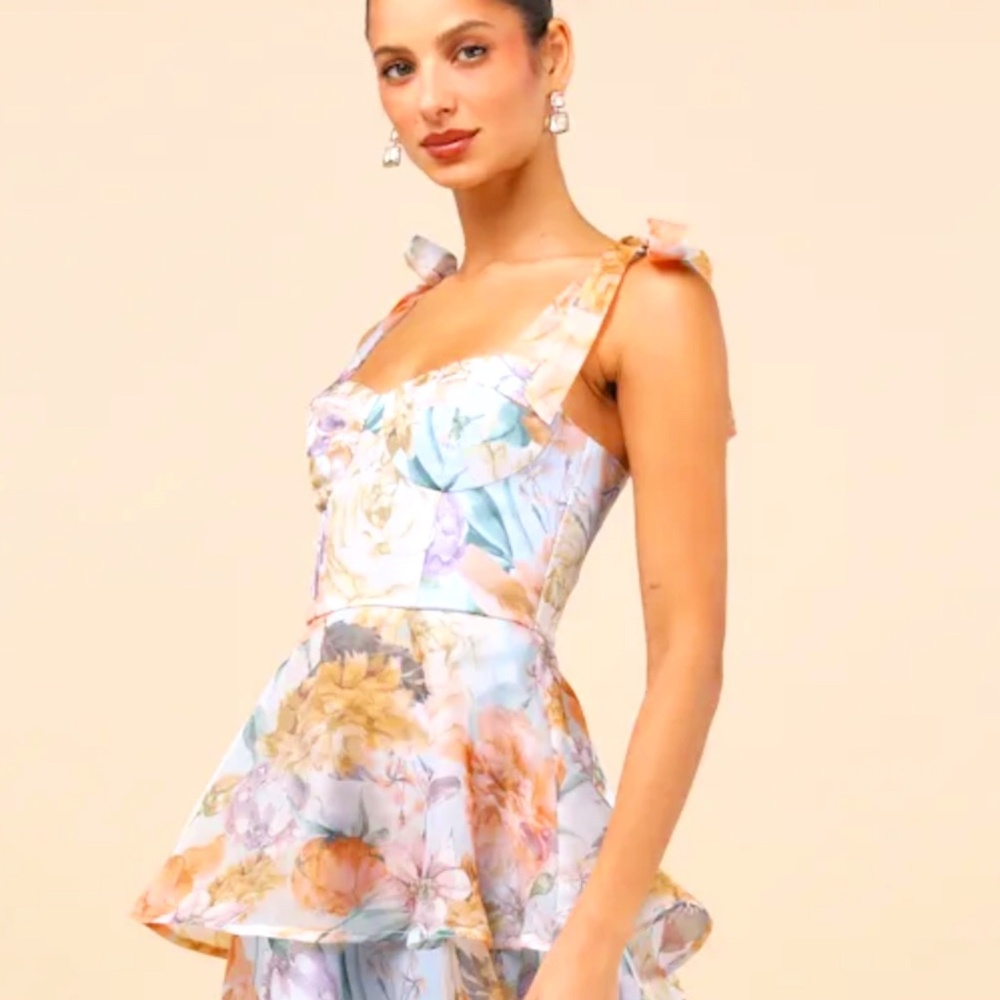 Blue Floral Midi Dress